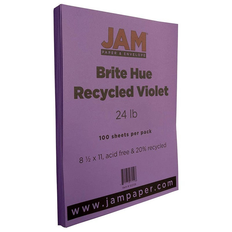 JAM PAPER Colored 24lb Paper - 90 gsm - 8.5 x 11 - Violet Recycled - 50 Sheets/Pack - Image 2